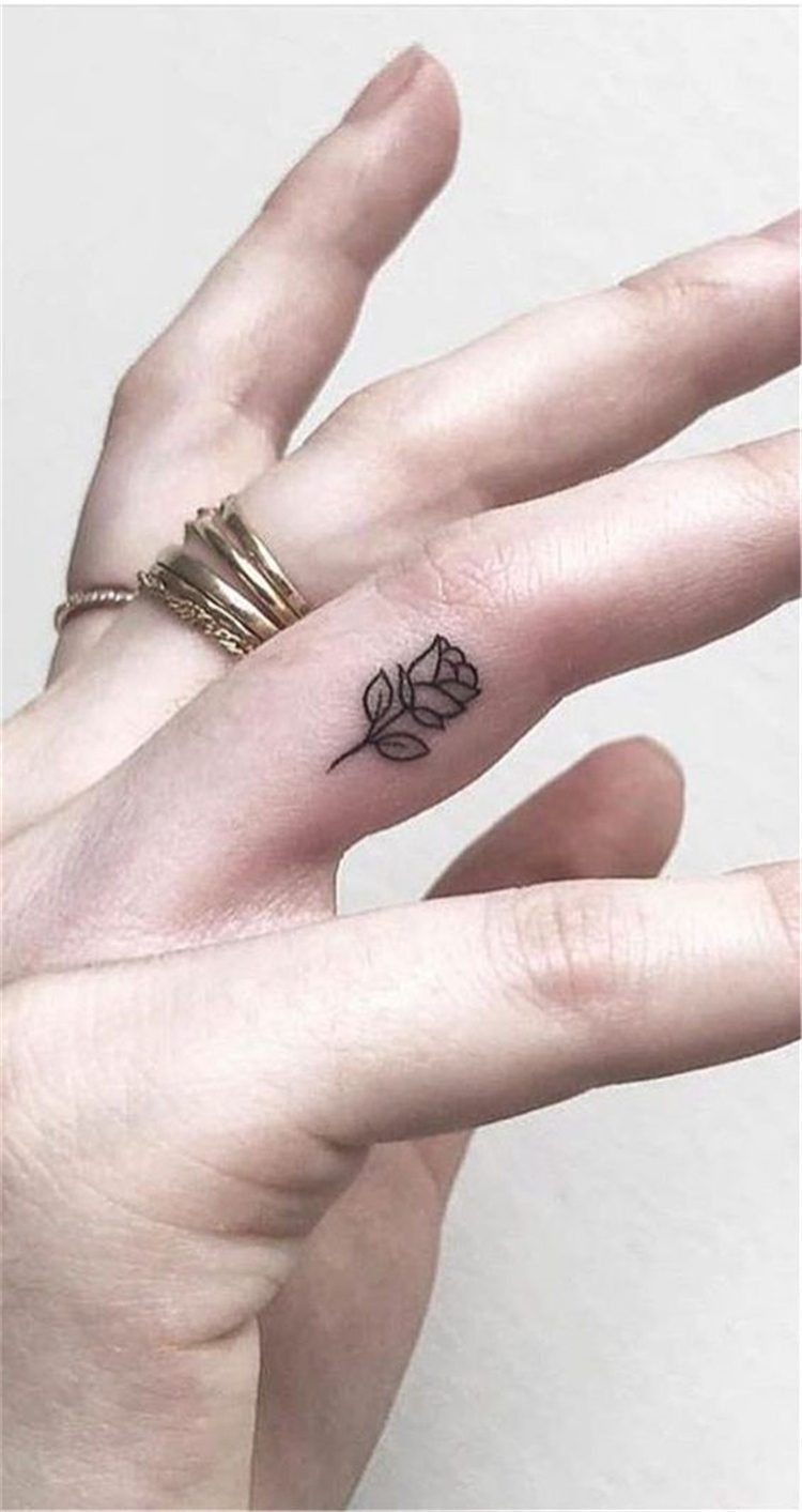 finger rose tattoo for female, finger tattoo ideas for females 
