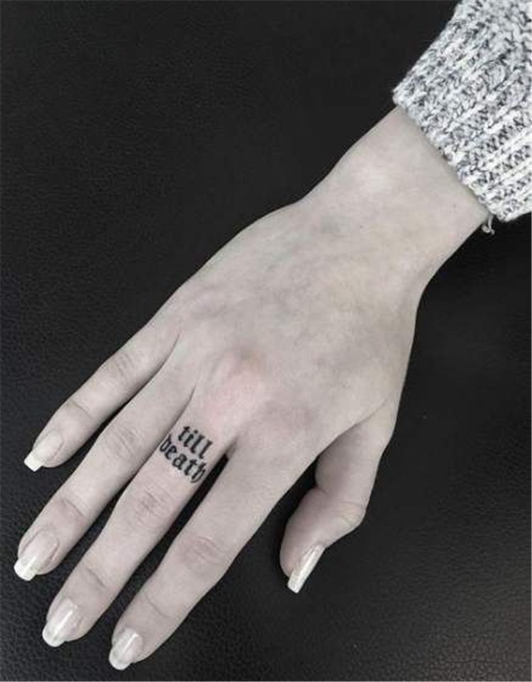 finger text tattoo for female, finger tattoo ideas for females 