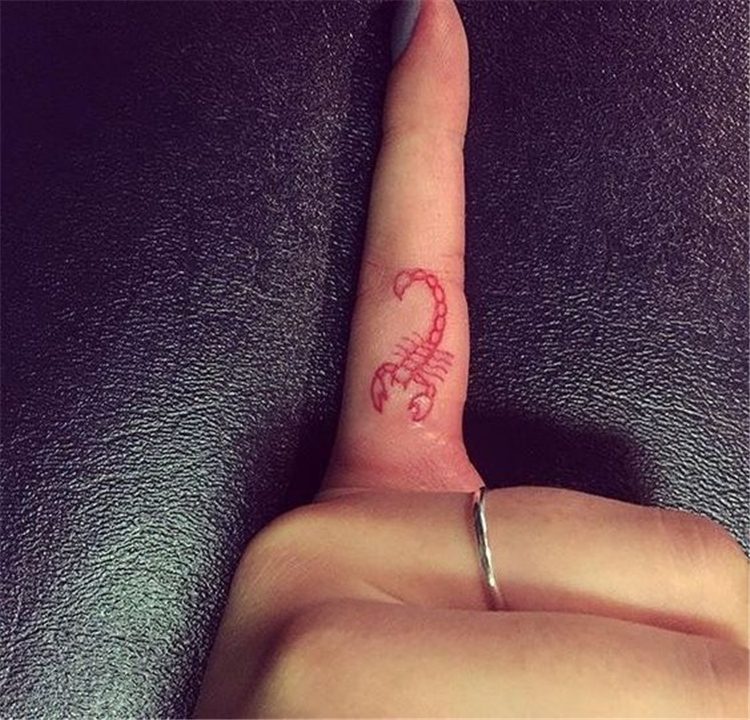 finger scorpion tattoo for female, finger tattoo ideas for females 