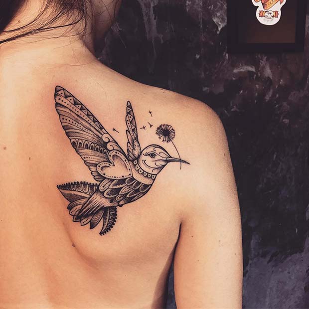 bird lace shoulder tattoos for women