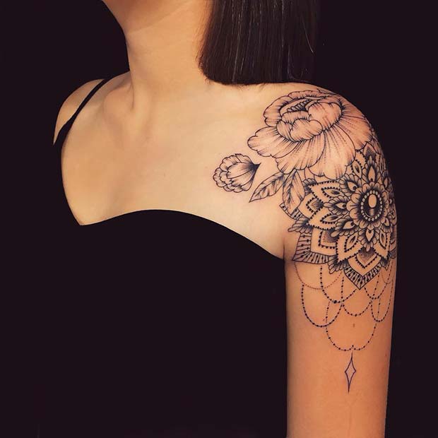 lace shoulder tattoo