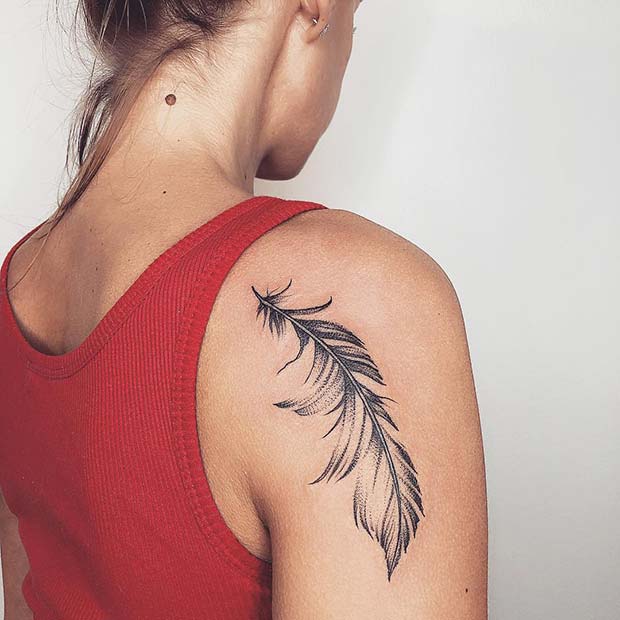 leaf tattoo on shoulder