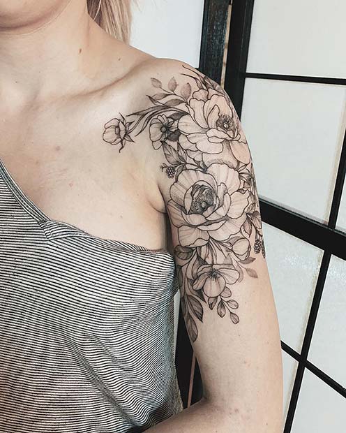 flowers tattoo for shoulder