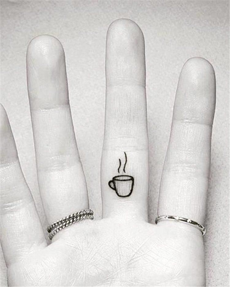 finger cup tattoo for female, finger tattoo ideas for females 
