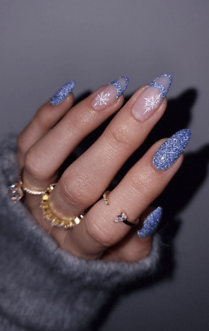 Almond Nails Glitter, Almond Nail Art, Almond Shape Nail Designs