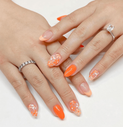 Floral Almond Nails, Almond Nail Art, Almond Shape Nail Designs