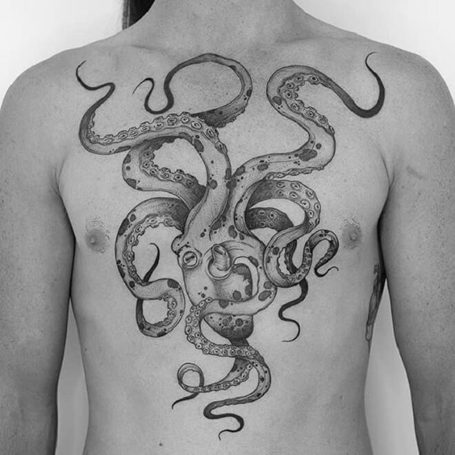octopus tattoo chest