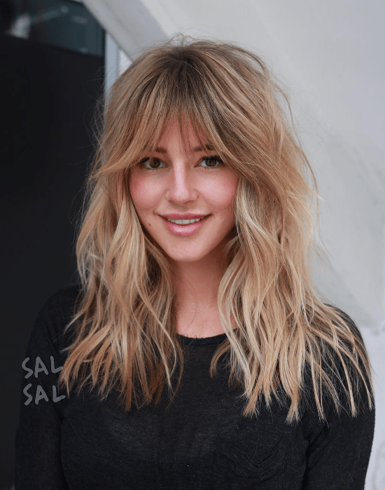 Shattered Bronde Shag with Bangs