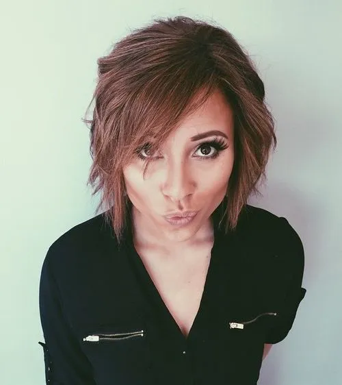 Copper Layered Bob with Bangs