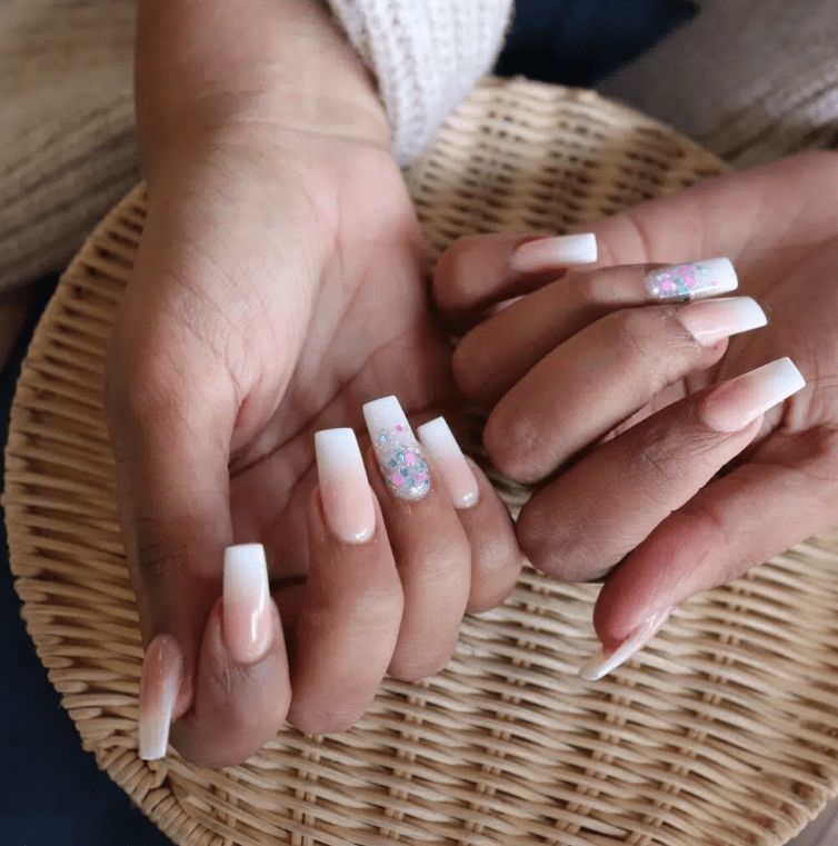 white peach nails