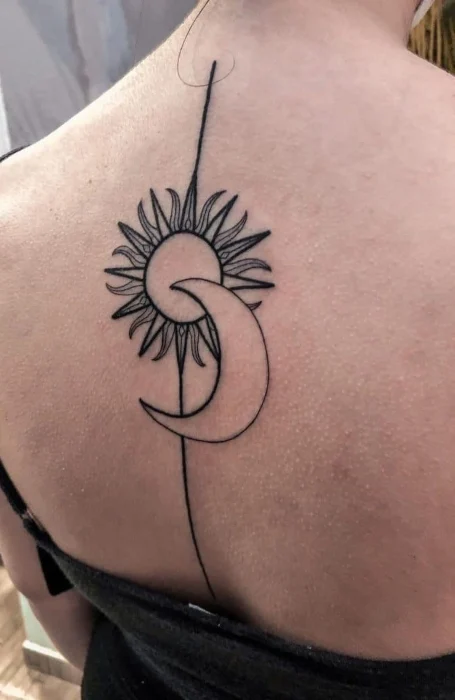 back sun and moon tattoo designs