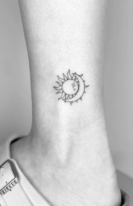 foot sun and moon tattoo designs