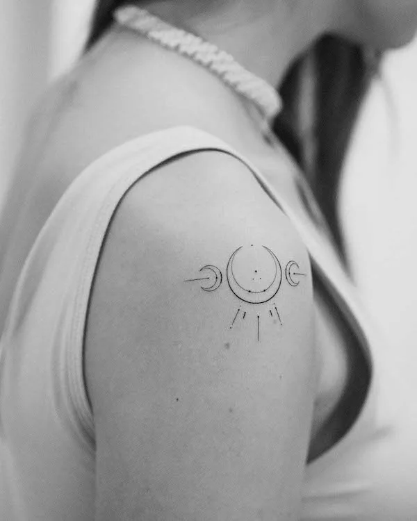 shoulder sun and moon tattoo designs