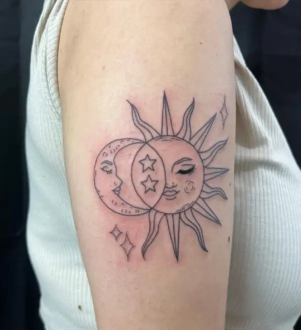 arm sun and moon tattoo designs